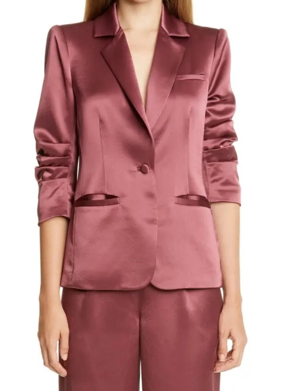 Cinq à Sept Khloe Satin Blazer in Nocturne Berry Size 4